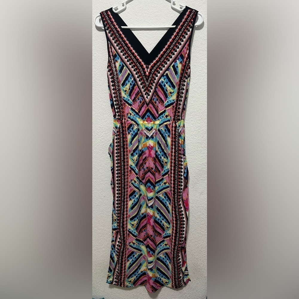 Warehouse Aztec Cross back Multicolor Sleeveless Maxi Dress size UK 8